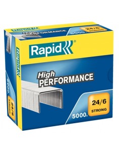 Rapid Strong Caja de 5000 Grapas 24 6 - Hasta 30 Hojas - Alambre Reforzado Galvanizado - Patilla de 6mm