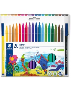 Staedtler 326 Pack de 20 Rotuladores Punta de Fibra - Trazo 1.0mm Aprox - Resistente a la Presion - Tinta a Base de Agua