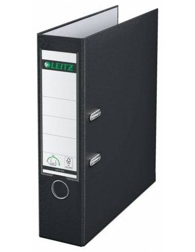 Leitz Archivador Leitz 180° Plastico A4 - Lomo 80mm - Ranuras-Ojete y Cantoneras Metalicas - Negro