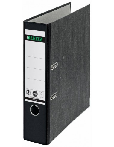 Leitz Archivador Palanca Leitz 180° Clasico Jaspeado - A4-50mm - Mecanismo 180° - Negro Clima Compensado - Certificacion