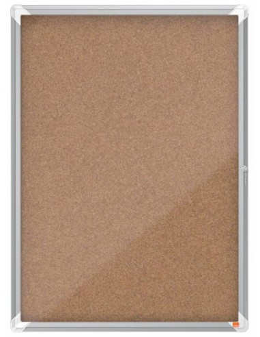 Nobo Vitrina para 9 Hojas A4 con Superficie de Corcho - 1000x752x37mm - Puerta de Cristal de Seguridad - Marco de Aluminio -