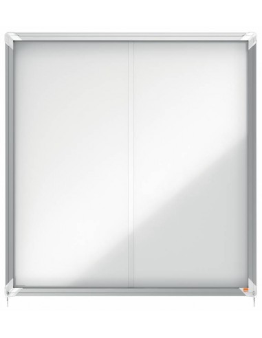 Nobo Vitrina Interior para 12 Hojas A4 con Superficie Magnetica y Puerta Deslizante - 997x972x54mm - Superficie Blanca