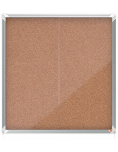 Nobo Vitrina Interior para 12 Hojas A4 con Superficie de Corcho y Puerta Deslizante - 997x972x54mm - Tablero de Corcho