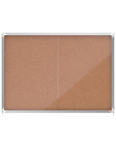 Nobo Vitrina Interior 18 Hojas A4 Corcho Puerta Deslizante - Superficie Autorregenerable - Aluminio - Color Natural