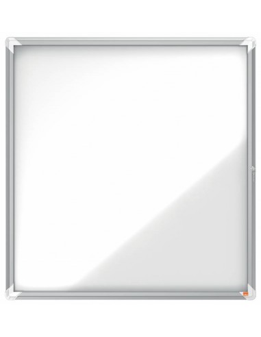 Nobo Vitrina Exteriores 12 Hojas A4 Superficie Blanca Magnetica 45mm - Seguridad Aluminio - Cristal Deslizante 4mm -