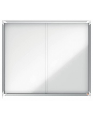 Nobo Premium Plus Vitrina Magnetica de Puerta Corredera 15xA4 - 1140x970mm - Superficie Magnetica - Blanco