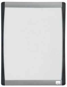 Nobo Mini Pizarra Magnetica con Marco Arqueado 215x280 - Elegante Diseño Plateado y Negro - Almohadillas Adhesivas e Imanes
