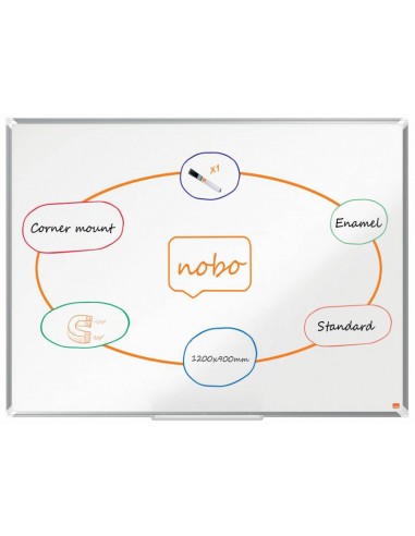 Nobo Premium Plus Pizarra Magnetica de Acero Vitrificado 1200x900mm - Montaje en Esquinas - Superficie de Borrado Superior -