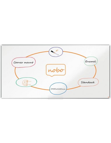 Nobo Premium Plus Pizarra Magnetica de Acero Vitrificado 2400x1200mm - Montaje en Esquina - Superficie de Borrado Superior -