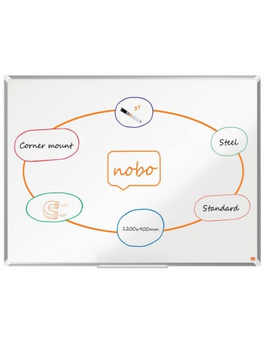 Nobo Premium Plus Pizarra Magnetica de Acero Lacado 1200x900mm - Montaje en Esquinas - Superficie de Borrado Facil - Color