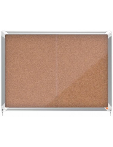 Nobo Premium Plus Vitrina de Puerta Corredera con Fondo de Corcho 8xA4 Hojas - Tamaño 925x668mm - Superficie Autorreparable