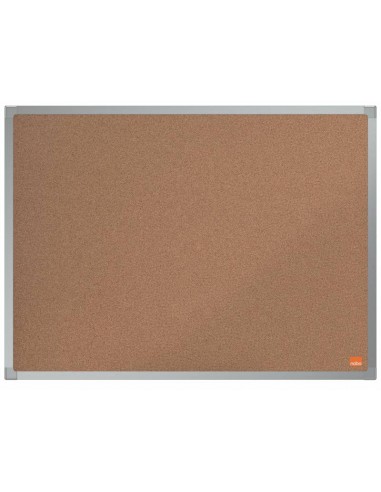 Nobo Essence Tablero de Anuncios de Corcho 600x450mm - Montaje en Esquinas - Superficie de Corcho - Marco de Aluminio