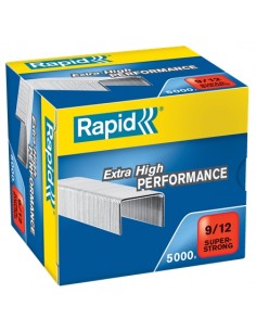 Rapid Super Strong Caja de 5000 Grapas 9 12 - De 60 a 90 Hojas - Alambre Galvanizado Superreforzado - Patilla de 12mm