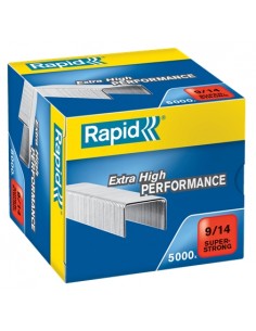 Rapid Super Strong Caja de 5000 Grapas 9 14 - De 80 a 110 Hojas - Alambre Galvanizado Superreforzado - Patilla de 14mm