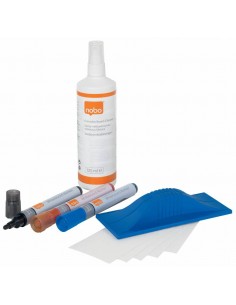 Nobo Kit de Iniciacion para Pizarra Blanca - Incluye Rotuladores-Borrador-Espray de Limpieza e Imanes - Practico y Completo
