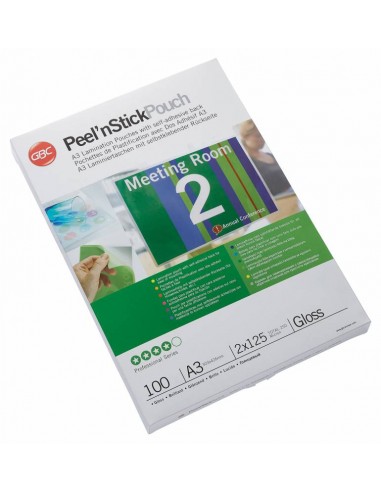 GBC Carteras Plastificacion Autoadhesivas A3 2x125 Micras Brillo (100) Transparente