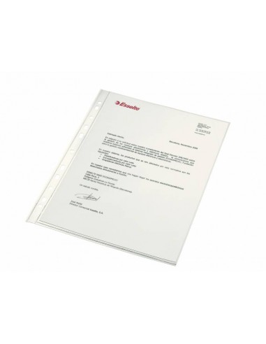 Esselte Funda Porta Documentos A4 - PP - Calidad Luxe Cristal Liso Extra - Multitaladro-11 - Caja 100 - Transparente
