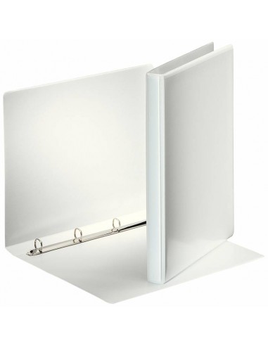 Esselte Carpeta Canguro Gama Basica 16mm - Mecanismo de 4 Anillas Redondas - 2 Bolsillos Exteriores - A4 - Blanco -