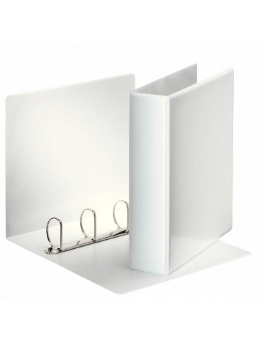 Esselte Carpeta Canguro Gama Basica 50mm - Mecanismo 4 Anillas Mixtas - 2 Bolsillos Exteriores - A4 - Blanco
