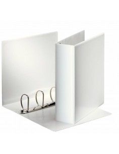 Esselte Carpeta Canguro Gama Basica 60mm - Mecanismo 4 Anillas Mixtas - 2 Bolsillos Exteriores - A4 - Blanco