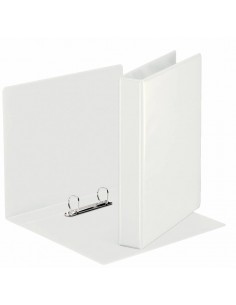 Esselte Carpeta Canguro Gama Basica 25mm - Mecanismo 2 Anillas Mixtas - 2 Bolsillos Exteriores - A4 - Blanco
