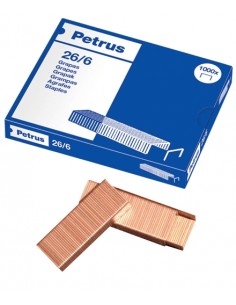 Petrus Caja de 1000 Grapas 26 6 Cobreadas - Hasta 30 Hojas - Patilla de 6mm