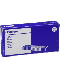 Petrus Caja de 5000 Grapas 26 6 Cobreadas - Hasta 30 Hojas - Patilla de 6mm