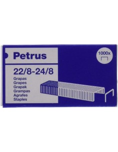Petrus Caja de 1000 Grapas 22 8-24 8 Cobreadas - Hasta 40 Hojas - Patilla de 8mm