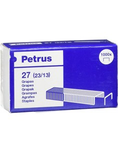Petrus Caja de 1000 Grapas 23 13 Cobreadas - Hasta 100 Hojas - Patilla de 13mm