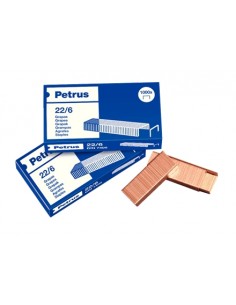 Petrus Pack de 4 Cajas de 1000 Grapas 22 6 Cobreadas - Hasta 30 Hojas - Patilla de 6mm