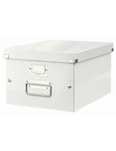 Leitz Caja Almacenaje Mediana Click & Store Wow - Montaje Rapido y Sencillo - Asas de Metal - Carton Blanco - Efecto Wow