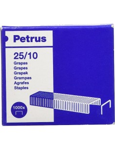 Petrus Caja de 1000 Grapas 25 10 Galvanizadas - Hasta 60 Hojas - Patilla de 10mm