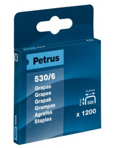 Petrus Caja de 1200 Grapas 530 6 Cobreadas para Clavadora - Patilla de 6mm