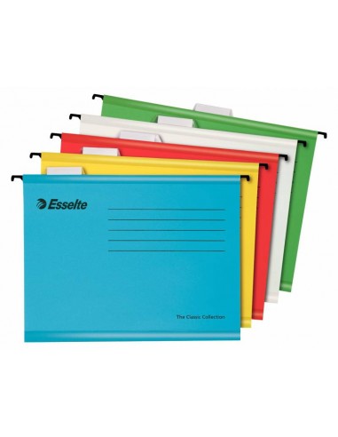 Esselte Classic A4 Carpeta Colgante Reforzada - Pack de 10 - 10 Veces Mas Resistente - Colores Brillantes - Visores de