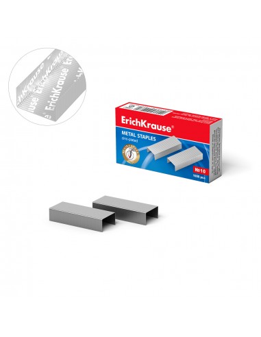 Erichkrause Grapas-10 - 1000 Grapas - Alta Calidad y Resistencia Mejorada - Resistente a La Corrosion - Color Plateado
