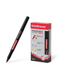Erichkrause Marcador Permanente P-100 - Punta Fina de 0.5 a 1.2mm - Resistente al Agua y a los Rayos UV - Color Negro