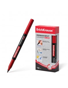 Erichkrause Marcador Permanente P-100 - Punta Fina de 0.5 a 1.2mm - Resistente al Agua y a los Rayos UV - Color Rojo