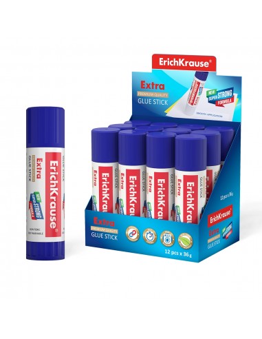 Erichkrause Pegamento en Barra Extra - Formula Super Fuerte en Base a PVP - Consumo Economico - Adhesion Rapida y Fiable -