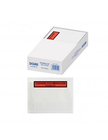 Dohe Caja de 250 Sobres Autoadhesivos - Packing List - Medidas 180 x140mm