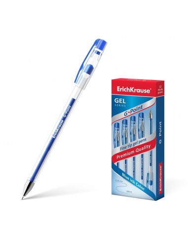 Erichkrause Boligrafo de Gel G-Point - Punta de Aguja de 0 38mm - Tinta de Gel de Secado Rapido - Cuerpo Transparente - Color