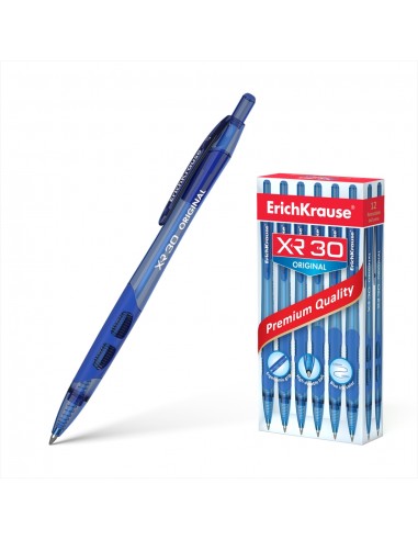 Erichkrause Boligrafo Automatico Xr-30 - Cuerpo Translucido Redondo - Zona de Agarre Ergonomica - Punta de 5 Canales - Tinta