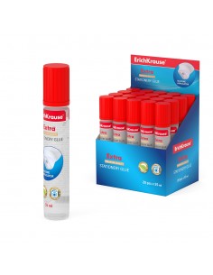 Erichkrause Pegamento - 55 ml - Expositor 20 uds. - Aplicador de Silicona Suave - Alta Capacidad Adhesiva - Transparente - No