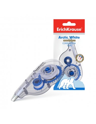 Erichkrause Cinta Correctora Arctic White - 5mm x 8m - Secado Inmediato - Permite Escritura Sobre La Correccion - Control de