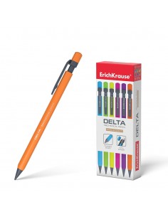 Erichkrause Portaminas Delta 05mm - Forma Triangular Ergonomica - Colores Neon Brillantes - Dureza HB - Minas de 05mm -
