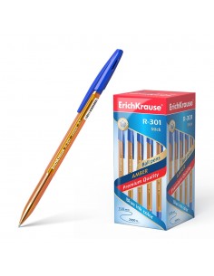 Erichkrause Boligrafo R-301 Amber Stick 0.7 - Cuerpo Hexagonal Translucido - Punta de 0.7mm - Tinta de Secado Rapido - Color