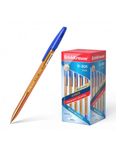 Erichkrause Boligrafo R-301 Amber Stick 0.7 - Cuerpo Hexagonal Translucido - Punta de 0.7mm - Tinta de Secado Rapido - Color