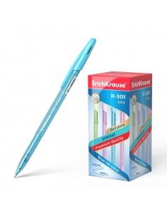 Erichkrause Boligrafo R-301 Spring Stick 0.7 - Cuerpo Hexagonal Translucido - Punta de 0.7mm - Tinta de Secado Rapido - Color