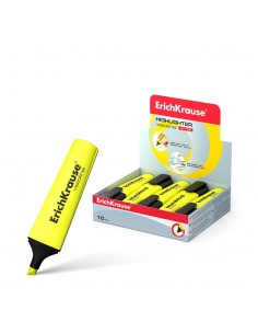 Erichkrause Visioline V-12 - Marcador de Texto con Punta Biselada - Tinta Fluorescente a Base de Agua - Color Amarillo