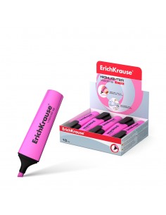 Erichkrause Visioline V-12 - Marcador de Texto con Punta Biselada - Tinta Fluorescente a Base de Agua - Color Rosa