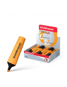 Erichkrause Visioline V-12 - Marcador de Texto con Punta Biselada - Tinta Fluorescente a Base de Agua - Color Naranja